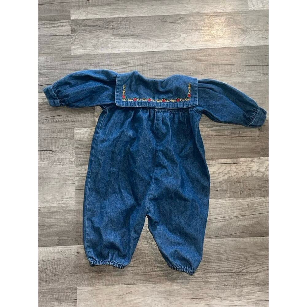 Vtg 90s Mcbaby McDonalds Kids Infant Jean Romper Embroidered 3-6Months